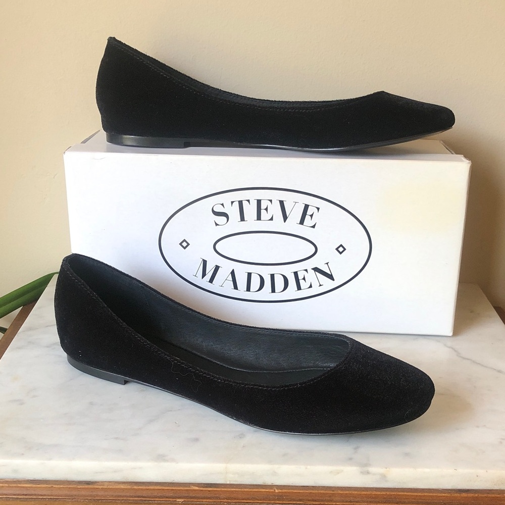 Steve Madden Black Velvet Ballet Flats NEW IN BOX